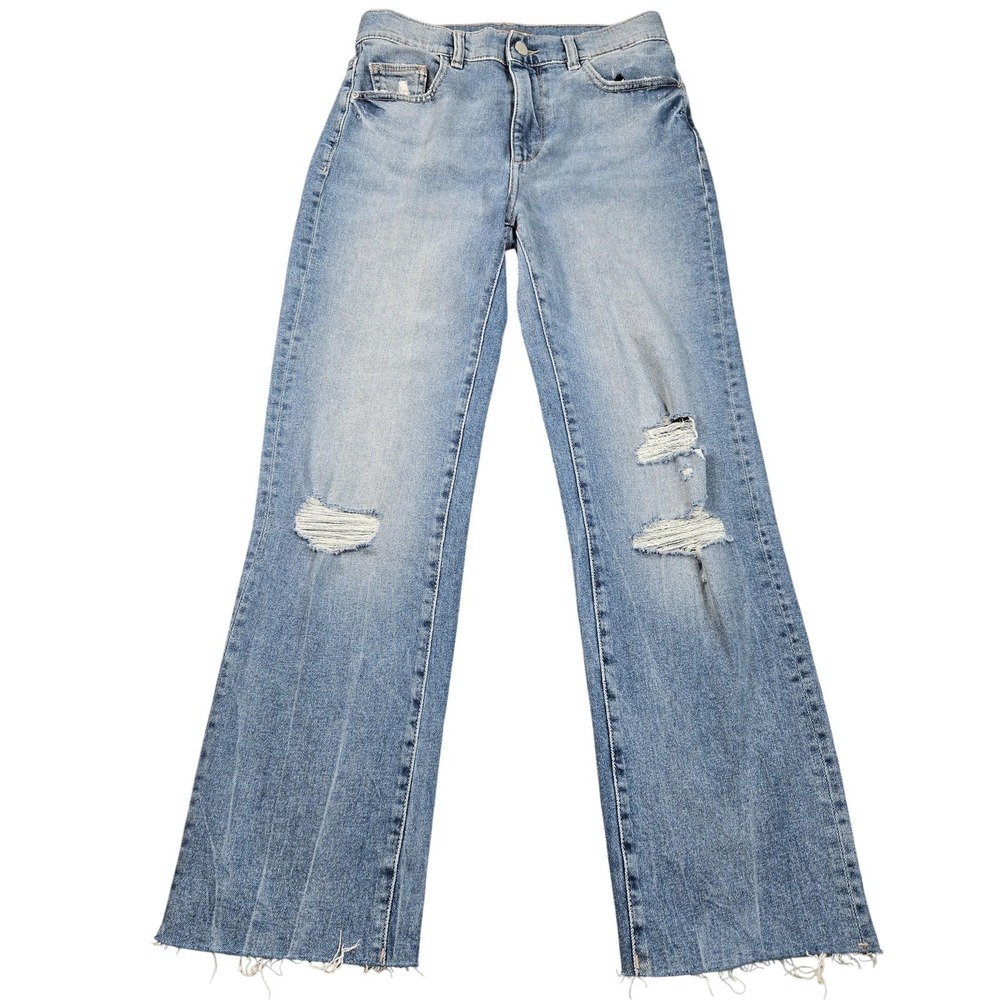 DL1961 Patti Straight Jeans Womens 25 Light Wash Mid Rise Crop Distressed Denim